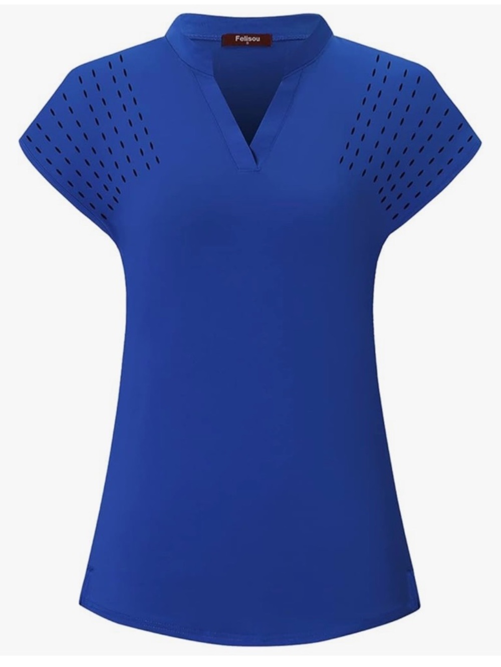 Felisou Women's Royal Blue Short Sleeve V-Neck Golf Top Size Large NWT